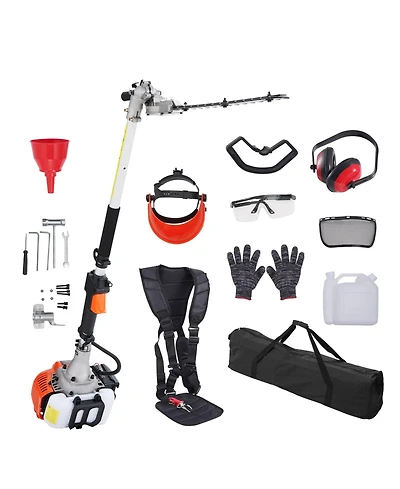 Mecale 15.7" 26CC 2-Cycle Gas Hedge Trimmer, Dual-Sided Dual-Action Blade, 270° Adjustable Trimmer Head, Pole Hedge Trimmer