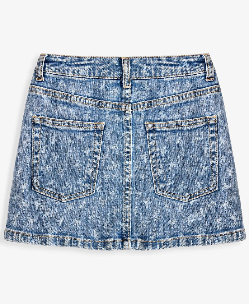 With Jules Girls' 7-16 Bow-Print Denim Skirt