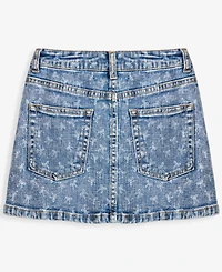 With Jules Girls' 7-16 Bow-Print Denim Skirt