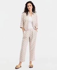Charter Club Womens 100 Linen Pleated Front Tapered Pants Macys Exclusive
