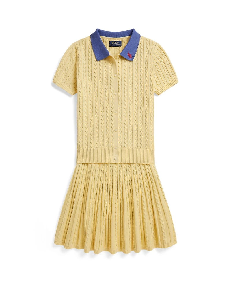 Polo Ralph Lauren Girls' 7-16 Mini-Cable Cardigan and Skirt, 2-Piece Set