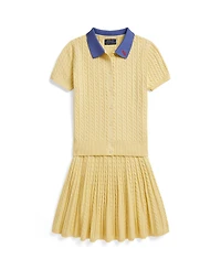 Polo Ralph Lauren Girls' 7-16 Mini-Cable Cardigan and Skirt, 2-Piece Set