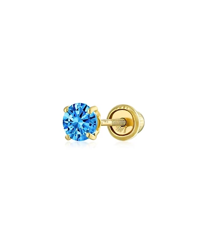 Bling Jewelry Tiny 3MM Solitaire Cz Cartilage 1 Stud Earring 14K Gold Screwback