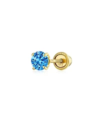 Bling Jewelry Tiny 3MM Solitaire Cz Cartilage 1 Stud Earring 14K Gold Screwback