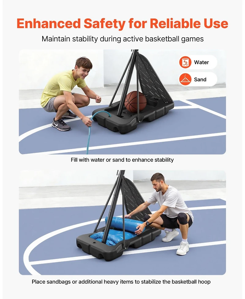 Mecale Portable Basketball Hoop, 10 ft Height Adjustable Stand with 48" Pc Backboard, Outdoor/Indoor Goal System