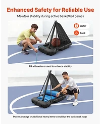 Mecale Portable Basketball Hoop, 10 ft Height Adjustable Stand with 48" Pc Backboard, Outdoor/Indoor Goal System
