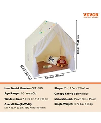Mecale Kids Play Tent, Ages 1-5, Includes Mat & Tent Light, Windowed Indoor/Outdoor Yurt Tent