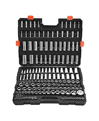 Mecale 163-Piece Socket Tool Set, 1/4" 3/8" 1/2" Drive Sae & Metric, Deep & Standard, Chrome-Plated Cr-v Steel