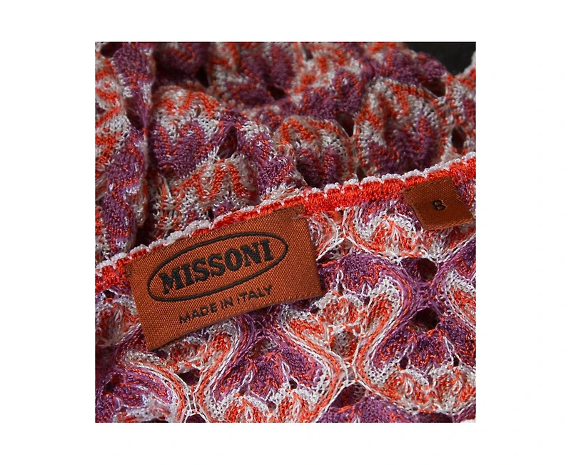 Pre-Owned Missoni Women's Purple And Orange Perforated Knit Drawstring Detail Top