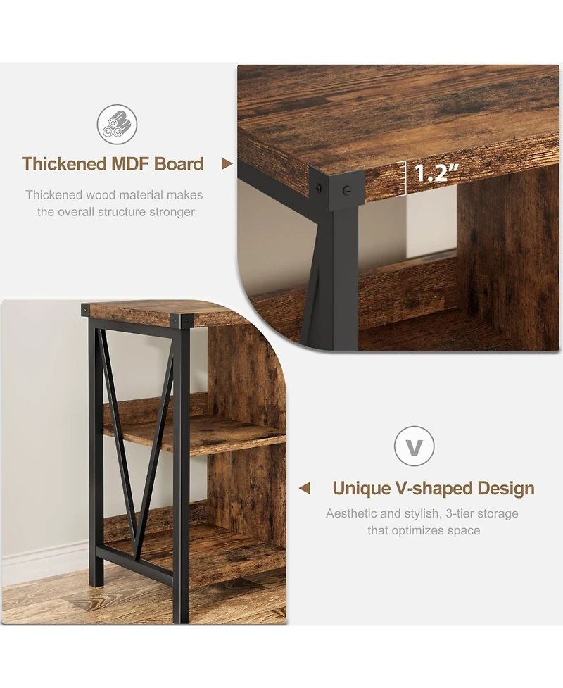 gaomon 8 Cube Storage Organizer Bookcases, 3 Tier Metal Horizontal Bookcase, 62 Inch Industrial Storage Bookcase