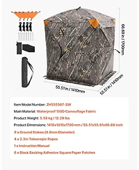 Mecale 270° Hunting Blind Ground Blind, 1-2 Person Pop-Up Deer Blind with Carrying Bag, Portable Hunting Tent with 3 Horizontal Windows