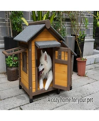 Aostirmotor Dog House with Lockable Ventilated Door in Dark yellow
