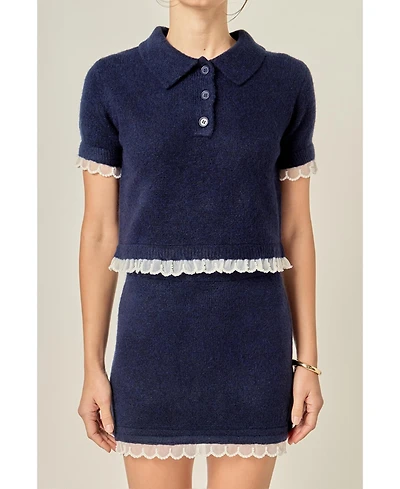 English Factory Women's Scallop Detailed Knit Top