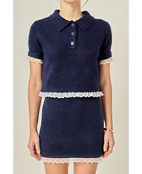 English Factory Women's Scallop Detailed Knit Top