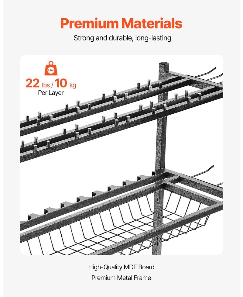 Mecale Fishing Rod Holder, 15-Rod Mobile Pole Rack Cart with Wheels for Garage or Home Fishing Gear Storage