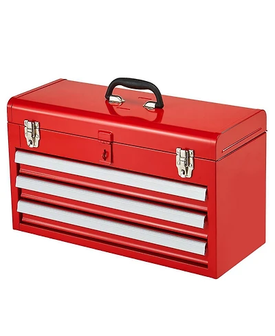 Mecale Metal Tool Box, 3-Drawer Portable Tool Chest, Eva Liners, Locking, Ball-Bearing Slides