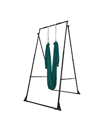 Mecale Yoga Swing Stand Frame with Hammock, 440.9 lb Capacity, Triangular Aerial Rig with Eva Foam, 4-Level Horizontal & 6-Level Vertical