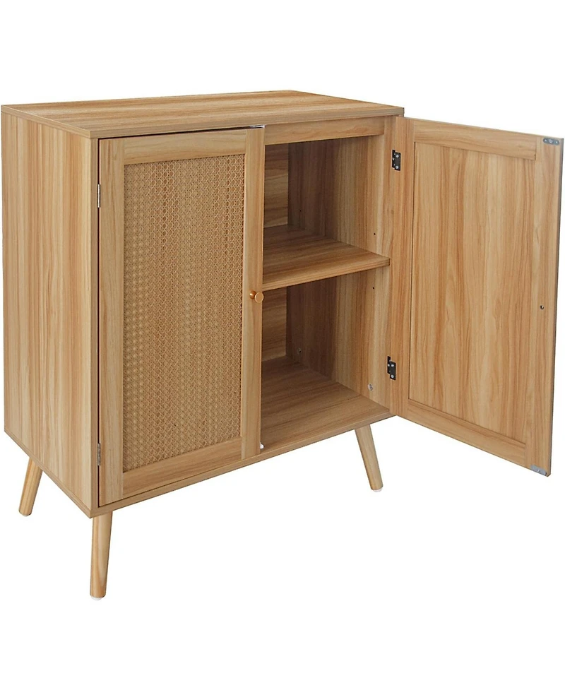 Gaomon Rattan Buffet Cabinet with Storage, Farmhouse Sideboard with Adjustable Shelves & Solid Wood Feet, Boha Kitchen Sideboard – 2 Doors, Nat