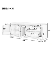 Boyel Living Rustic Wood Entryway Shoe Bench with Cushion and Adjustable Shelves