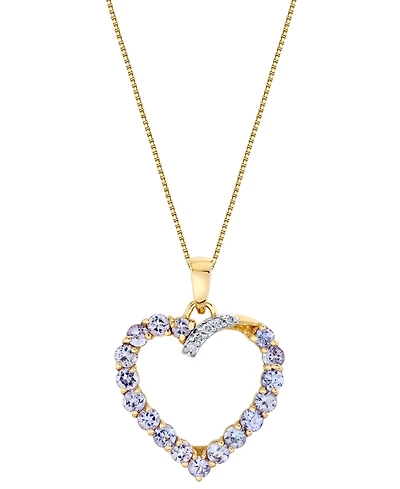 Macy's Tanzanite (1-1/4 ct. t.w.) & Diamond Accent Heart Pendant Necklace in 10k Yellow Gold