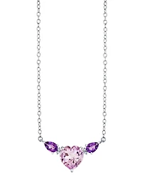 Macy's Heart-Shape Amethyst (3-1/3 ct. t.w.) & Pear-Shape Amethyst (3/4 ct. t.w.) Pendant Necklace in Sterling Silver