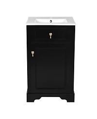 Cesicia 20 in. Bathroom Vanity with Ceramic Sink, Soft Close Door, Adjustable Shelf and Door-Mounted Storage Rack for Small Bathrooms