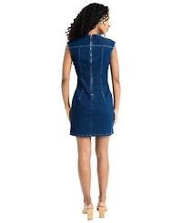Donna Morgan Women's Sleeveless Crewneck Denim Mini Dress
