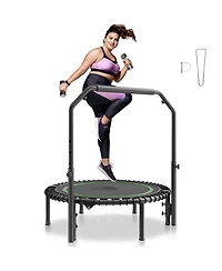 Mecale 40" Foldable Mini Trampoline with Handle, Fitness Rebounder, 330 lb Max Load, 4-Level Adjustable Foam Handle