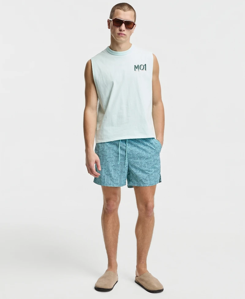 Mode of One Men's Zigzag Geo 5" Swim Trunks, Macy's Exclusive