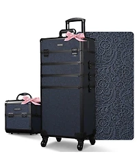 Byootique Makeup Train Case Trolley w/ Cube Case Cosmetic Organizer ForgetMeNot