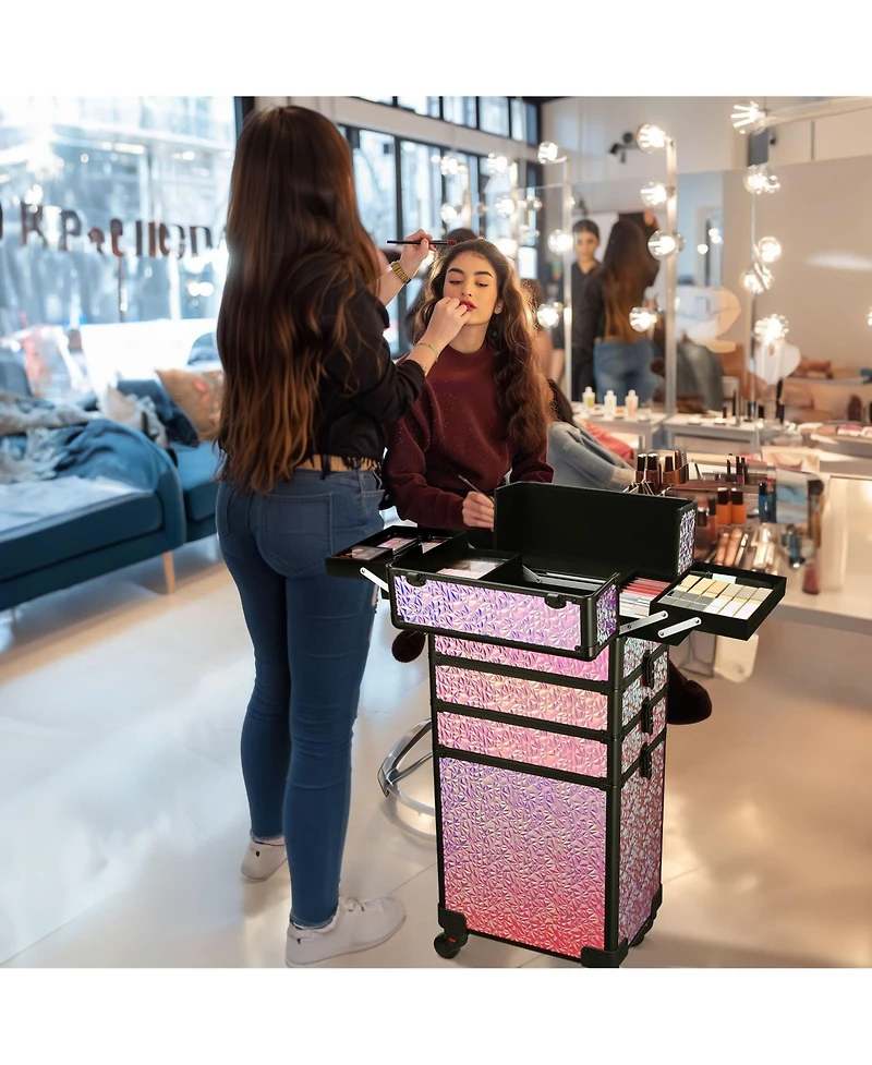 Byootique Makeup Train Case Kit with Cube Case Cosmetic Organizer Mermaid