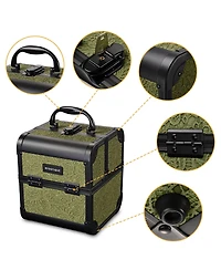 Byootique Makeup Train Case Trolley w/ Cube Case Cosmetic Organizer Rococo