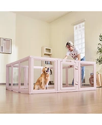 Cozito Dog Whelping Box, 60 x 59 x 23 in Clear Plastic Whelping Pen for X-Large Dogs, Waterproof w/ Windows & Door Lock, Easy-Clean Indoor Birth Kit