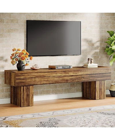 Tribesigns 63" Tv Stand, Farmhouse Entertainment Center, Low Tv Console Table