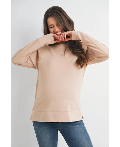 Hello Miz Maternity Crew Neck Side Zip Nursing Pullover Sweatshirts