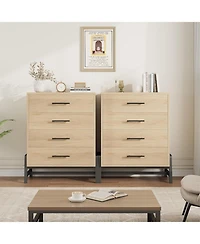 gaomon 4 Drawer Natural Oak Polished Engineered Wood Dresser, Chic Cabinet Legs, Waterproof Top, Anti-Tip, Modern Bedroom