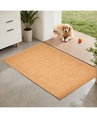 Cozito Beige Door Mat, 29.5 x 17.7 in Low-Profile Doormat w/ Non-Slip Rubber Backing, Absorbent Dirt-Trapping Entry Mat for Porch/Patio