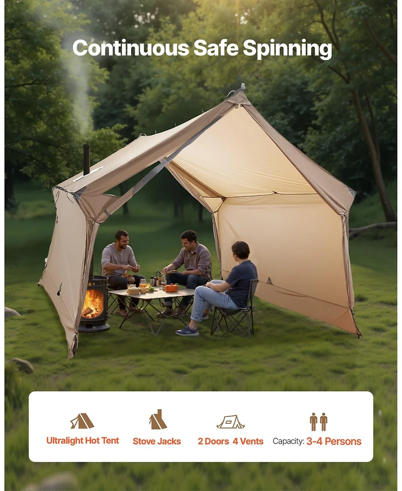 Mecale 2-Person Cabin Hot Tent, 4-Season Waterproof Winter Tent with Stove Jack, Vents, Lightweight Portable Shelter