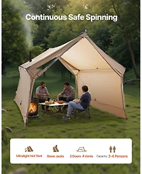 Mecale 2-Person Cabin Hot Tent, 4-Season Waterproof Winter Tent with Stove Jack, Vents, Lightweight Portable Shelter