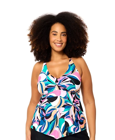 Raisins Curve Plus Aviva Trendy Underwired Tankini Swim Top