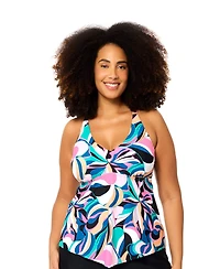 Raisins Curve Plus Aviva Trendy Underwired Tankini Swim Top