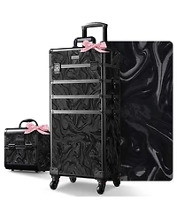 Byootique Rolling Makeup Train Case with Portable Cube Case Cosmetic Organizer