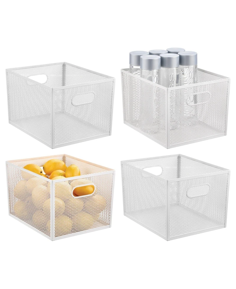 mDesign Perforated Metal Storage Bin with Handles for Pantry