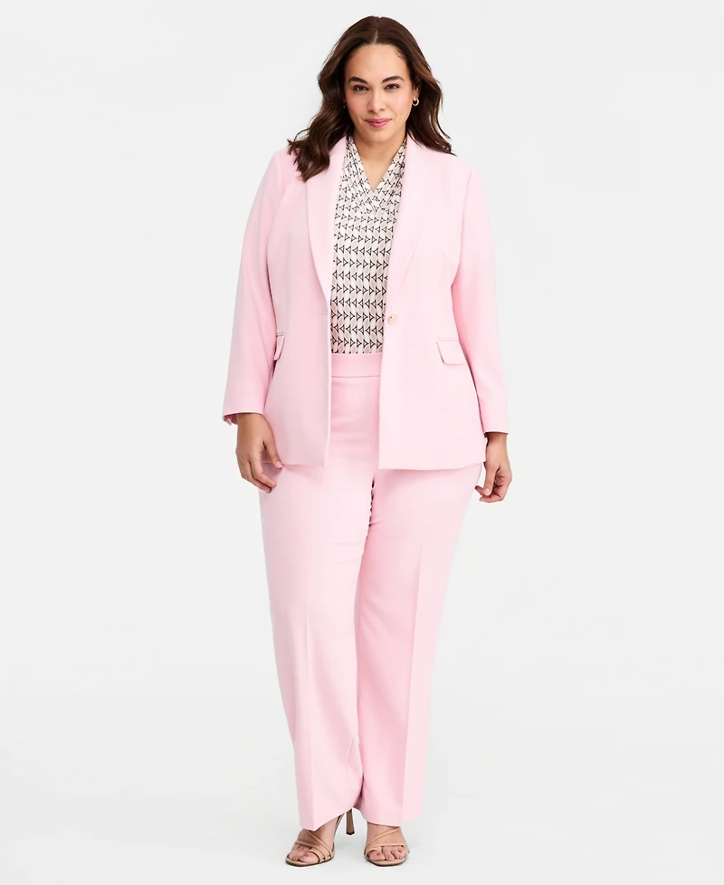 Anne Klein Plus Notched Collar One-Button Blazer