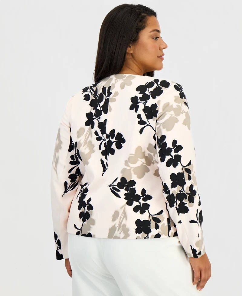 Anne Klein Plus Printed Scoop-Neck Jacket