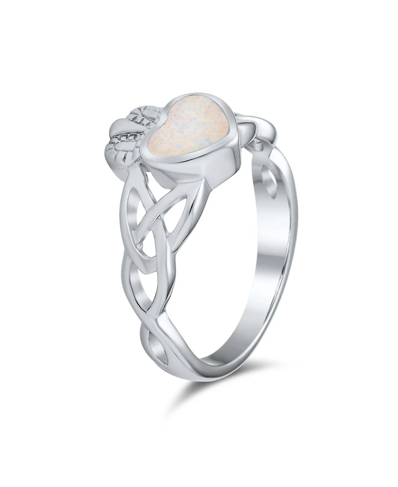 Bling Jewelry Bff Celtic Irish Friendship Promise Created Opal Claddagh Ring Sterling Silver