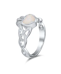Bling Jewelry Bff Celtic Irish Friendship Promise Created Opal Claddagh Ring Sterling Silver