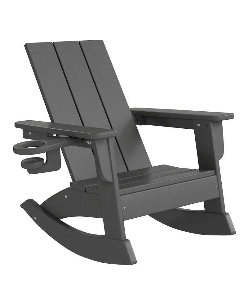 WestinTrends Outdoor Hdpe Plastic Preschool Toddler Modern Adirondack Rocking Chairs Set of 2