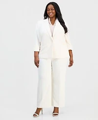 Anne Klein Cool Crepe One Button Jacket Pull On Seamed Wide Leg Pant