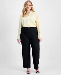 Anne Klein Essentials Plus Textured Wide Leg Pants